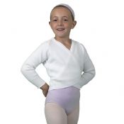 Girls White Ballet Cardigan Crossover Knitted Wrap